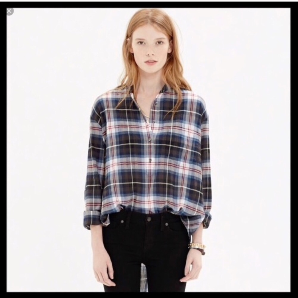 Madewell Pullover Plaid Boyfriend Button Shirt